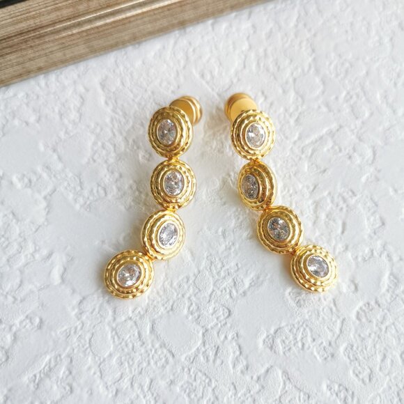 Julie Vos Jewelry - Julie Vos Tudor Cubic Zirconia Gold Earrings